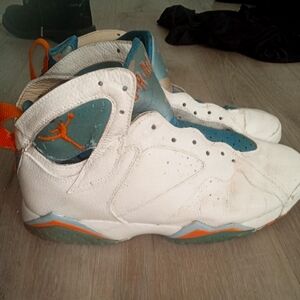 Air Jordan Retro 7 White and Teal Sneakers